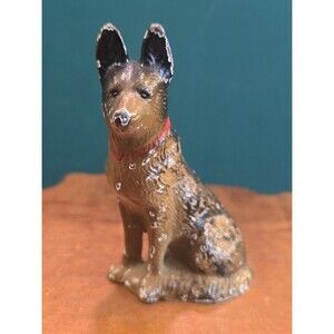 Antique Hubley USA Cast Iron German Shepherd Dog Figurine 3"x2"x1"